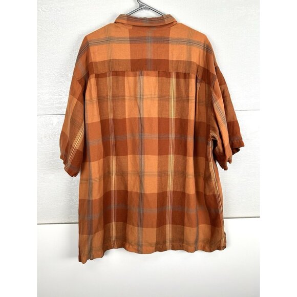 Geoffrey Beene Plaid Button Up Short Sleeve Casual Shirt Size XXL Read Notes - Picture 2 of 16